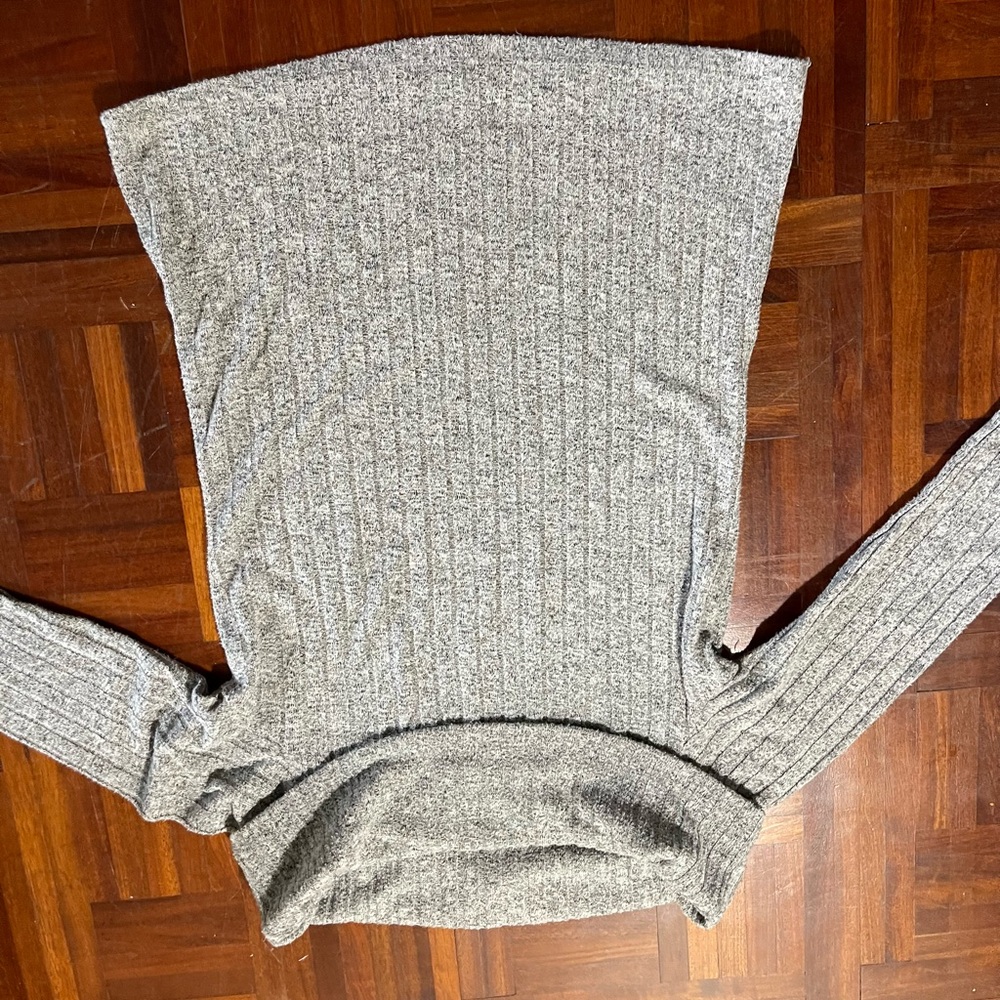 Love Tree Gray Cowl Neck Sweater with Ribbed Texture